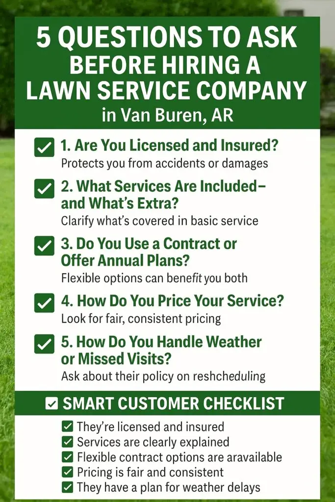 5 Questions to Ask Before Hiring a Lawn Service Company in Van Buren, AR